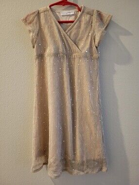 Baltic Born Champagne Sequin Girls Party Dress